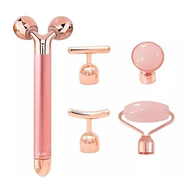 Ρολό μασάζ προσώπου νεφρίτη 5 σε 1 Rose Quartz Jade