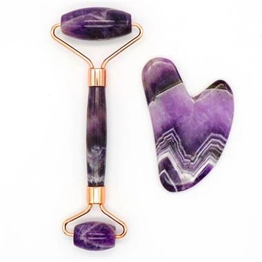 Αμέθυστος χαλαζία Roller & Gua Sha Massage Tool